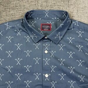 Untuckit‎ Short Sleeve Button Shirt Men's XL Blue All Over Golf Print Summer